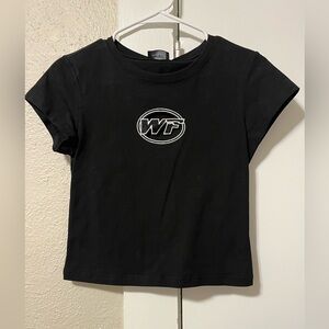 NWT White Fox Boutique "Under Wraps Baby Tee" Color Black, Size Medium.